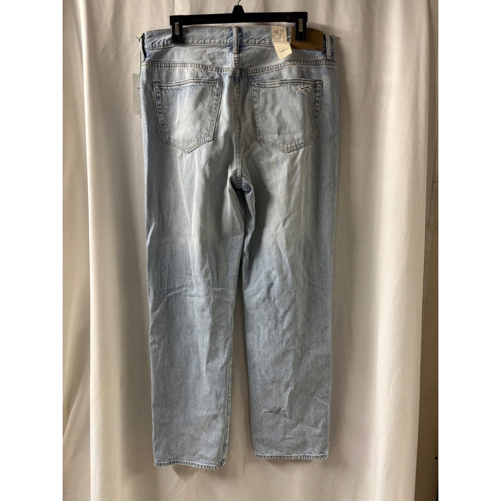 AE77 New York Slouch Jeans Light Wash Distressed Ripped Relaxed Straight Denim - Picture 4 of 4